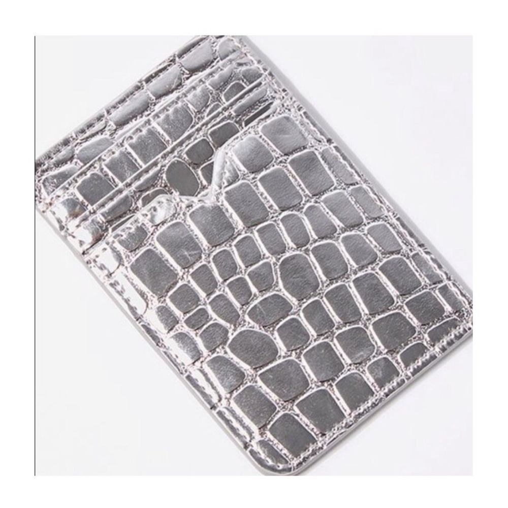 Silver Faux Crocodile Skin -Sleek Small Wallet -Credit Card & Money Holder -New